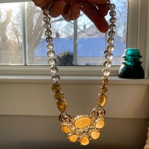 Lydell Necklace Gold and Smoky Grey Beading